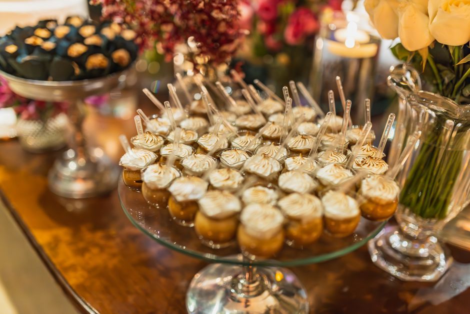 Elegant dessert buffet with assorted pastries and cakes